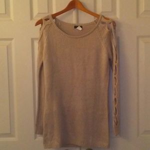 Oatmeal sweater cutout sleeves